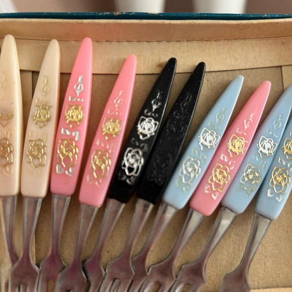 4/$50 Little Fork Stainless Steel Set of ten for fondu fruit serving 💜 - Picture 5 of 8